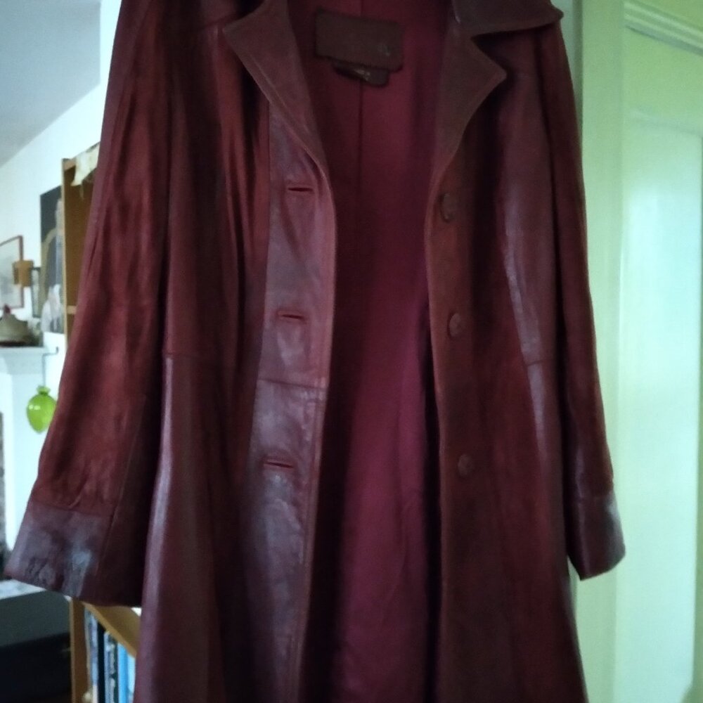 Vintage 70s red leather coat